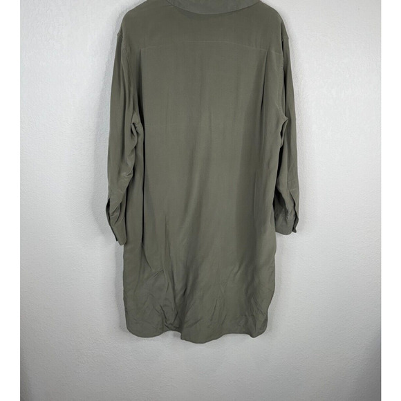 AllSaints Alex Shirt Dress Size US 4 Olive Green Long Sleeve Button Front Silk - Picture 9 of 15